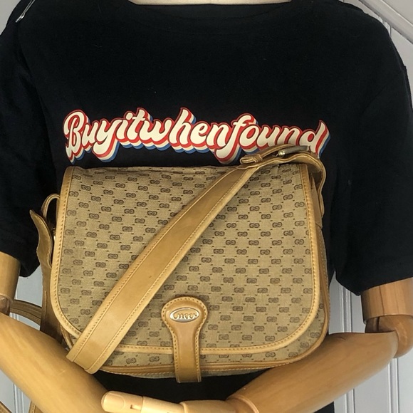 GUCCI GG Monogram Leather Canvas Single Flap Saddle Crossbody Shoulder Bag 21cm - Picture 17 of 17